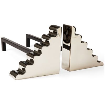 Jonathan Adler Ripple Andirons, Set of 2 - Color: Silver - 31897