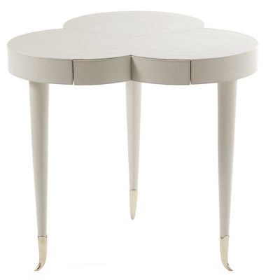 Jonathan Adler Flow Leather Trefoil Table - Color: White - 31531