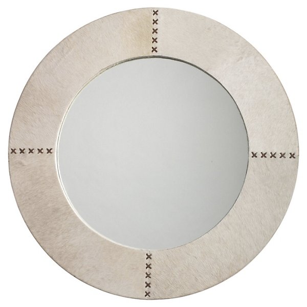 Round Cross Stitch Mirror - Color: Grey - Jamie Young Co. 7CROS-LGWH