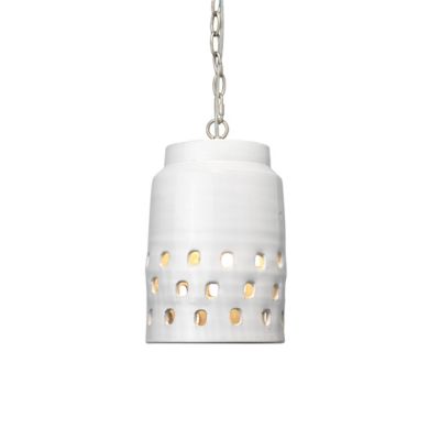 Jamie Young Co. Long Perforated Pendant Light - Color: White - 5PERF-LONGWH