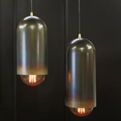 John Beck Steel Factory Mini Pendant Light - Color: Black - Size: 4- - J