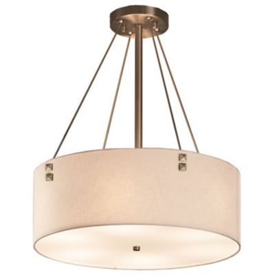 Justice Design Group Textile Finials Drum Pendant Light - Color: White - S