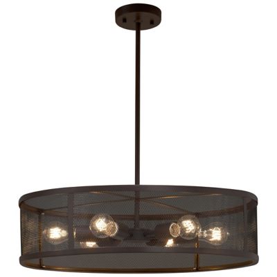 Justice Design Group Wire Mesh Drum Pendant Light - Color: Bronze - Size: 