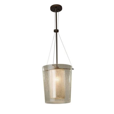 Justice Design Group Fusion Amani Center Drum Pendant Light - Color: Bronze