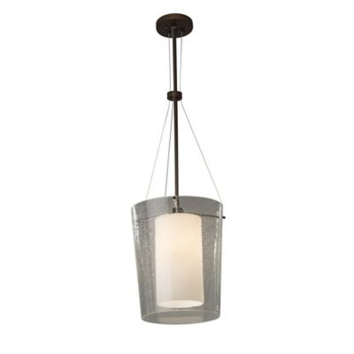 Justice Design Group Fusion Amani Center Drum Pendant Light - Color: Bronze