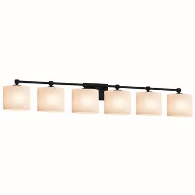 Fusion Tetra Vanity Light - Color: Black - Size: 6 light - Justice Design Group FSN-8426-30-OPAL-MBLK-LED6-4200