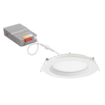 Juno Wafer Regressed Round Baffle LED Downlight - Color: White - Size: 6 