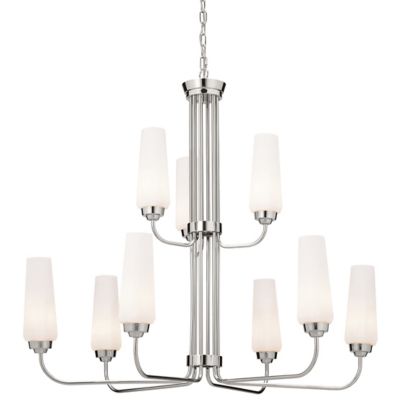 Kichler Truby 2 Tier Chandelier - Color: Silver - Size: 9 light - 52482PN