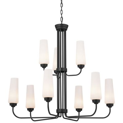 Kichler Truby 2 Tier Chandelier - Color: Black - Size: 9 light - 52482BK