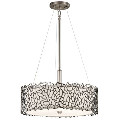 Kichler Silver Coral Drum Pendant Light / Semi-Flushmount - Size: 3 light -