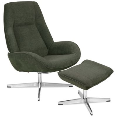 Kebe Roma Recliner with Ottoman - Color: Green - KBRO-Y-391