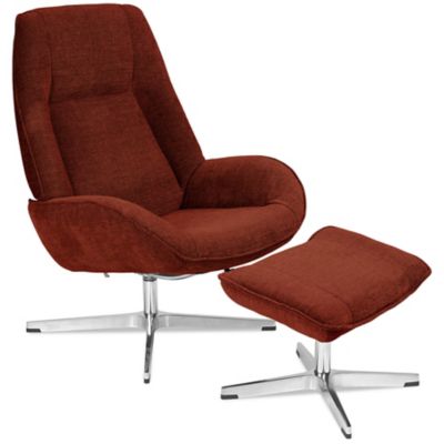 Kebe Roma Recliner with Ottoman - Color: Red - KBRO-Y-401