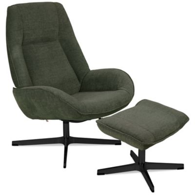 Kebe Roma Recliner with Ottoman - Color: Green - KBRO-B-Y-391