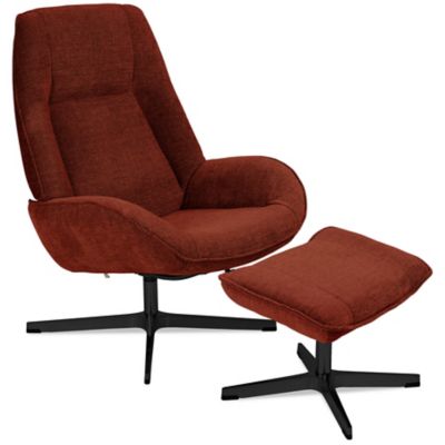 Kebe Roma Recliner with Ottoman - Color: Red - KBRO-B-Y-401