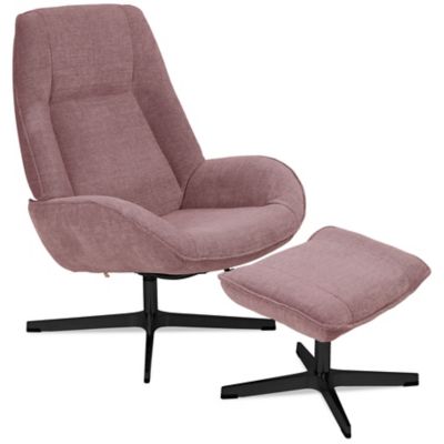 Kebe Roma Recliner with Ottoman - Color: Pink - KBRO-B-Y-65