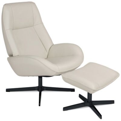 Kebe Roma Leather Recliner with Ottoman - Color: White - KBRO-B-B-01