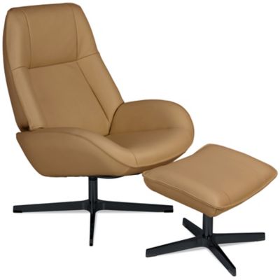 Kebe Roma Leather Recliner with Ottoman - Color: Beige - KBRO-B-B-61