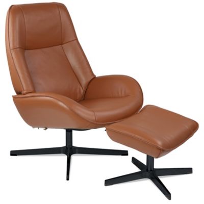 Kebe Roma Leather Recliner with Ottoman - Color: Brown - KBRO-B-B-02