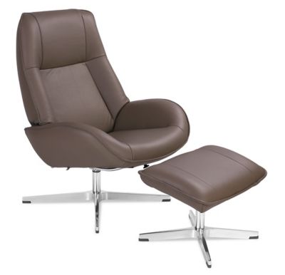 Kebe Roma Leather Recliner with Ottoman - Color: Grey - KBRO-B-71