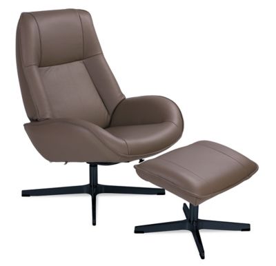 Kebe Roma Leather Recliner with Ottoman - Color: Grey - KBRO-B-B-71