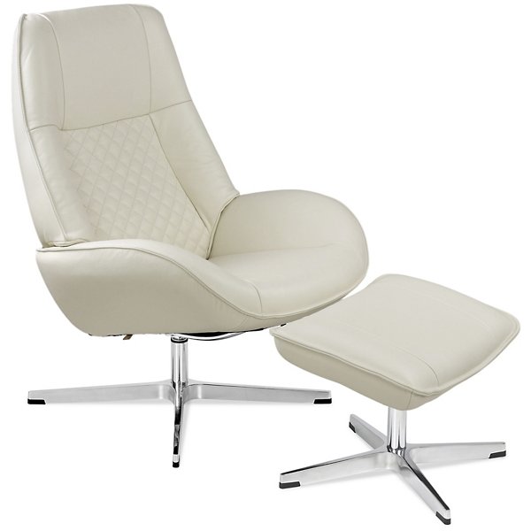 Bordeaux Leather Recliner with Ottoman - Color: White - Kebe KBBO-B-01