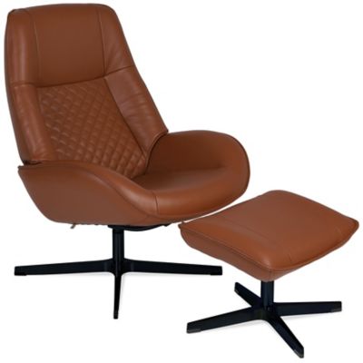 Kebe Bordeaux Leather Recliner with Ottoman - Color: Brown - KBBO-B-B-02