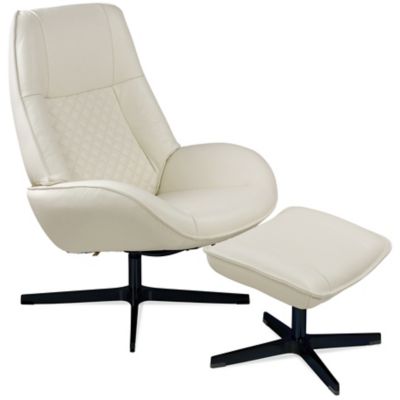 Kebe Bordeaux Leather Recliner with Ottoman - Color: White - KBBO-B-B-01