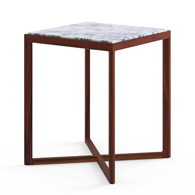 Krusin Square Tall Side Table with Marble Table Top