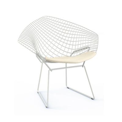 Knoll Bertoia Two-Tone Diamond Chair with Seat Cushion - Color: White - 421