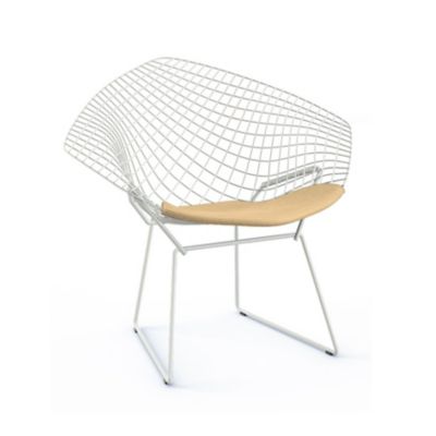 Knoll Bertoia Two-Tone Diamond Chair with Seat Cushion - Color: White - 421