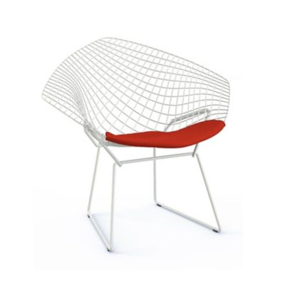 Knoll Bertoia Two-Tone Diamond Chair with Seat Cushion - Color: White - 421