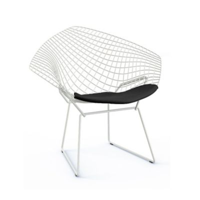 Knoll Bertoia Two-Tone Diamond Chair with Seat Cushion - Color: White - 421