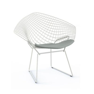 Knoll Bertoia Two-Tone Diamond Chair with Seat Cushion - Color: White - 421