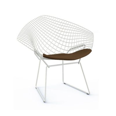 Knoll Bertoia Two-Tone Diamond Chair with Seat Cushion - Color: White - 421