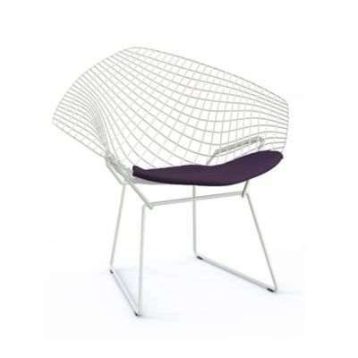 Knoll Bertoia Two-Tone Diamond Chair with Seat Cushion - Color: White - 421