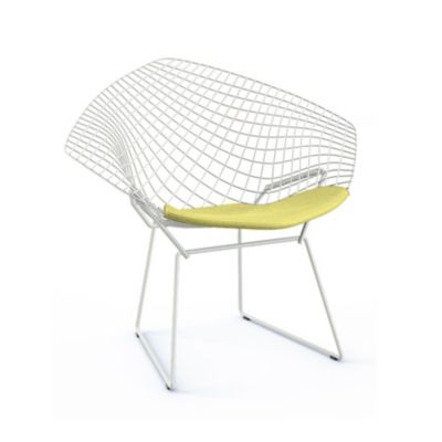 Knoll Bertoia Two-Tone Diamond Chair with Seat Cushion - Color: White - 421