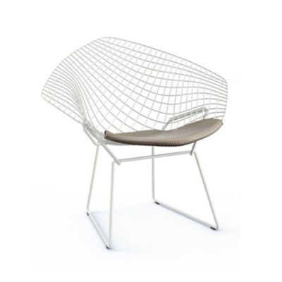 Knoll Bertoia Two-Tone Diamond Chair with Seat Cushion - Color: White - 421
