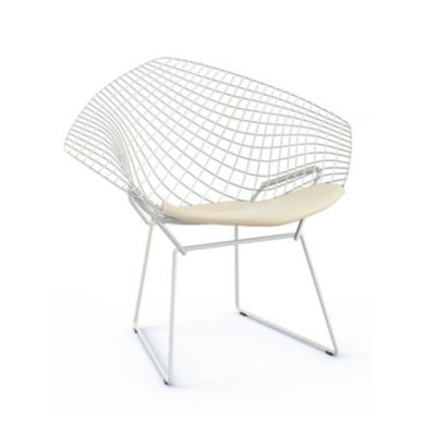 Knoll Bertoia Two-Tone Diamond Chair with Seat Cushion - Color: White - 421