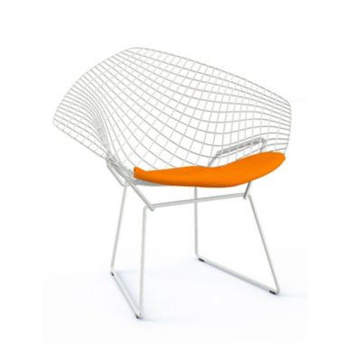 Knoll Bertoia Two-Tone Diamond Chair with Seat Cushion - Color: White - 421