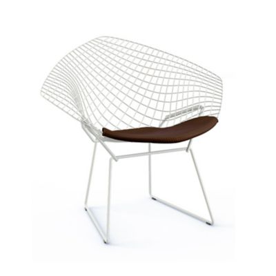 Knoll Bertoia Two-Tone Diamond Chair with Seat Cushion - Color: White - 421