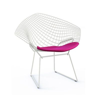 Knoll Bertoia Two-Tone Diamond Chair with Seat Cushion - Color: White - 421