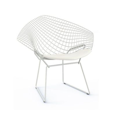 Knoll Bertoia Two-Tone Diamond Chair with Seat Cushion - Color: White - 421