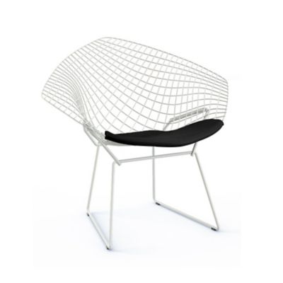Knoll Bertoia Two-Tone Diamond Chair with Seat Cushion - Color: White - 421