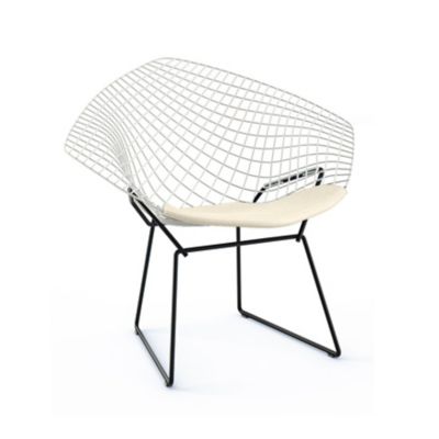 Knoll Bertoia Two-Tone Diamond Chair with Seat Cushion - Color: White - 421