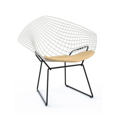 Knoll Bertoia Two-Tone Diamond Chair with Seat Cushion - Color: White - 421