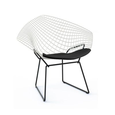 Knoll Bertoia Two-Tone Diamond Chair with Seat Cushion - Color: White - 421