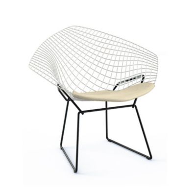 Knoll Bertoia Two-Tone Diamond Chair with Seat Cushion - Color: White - 421