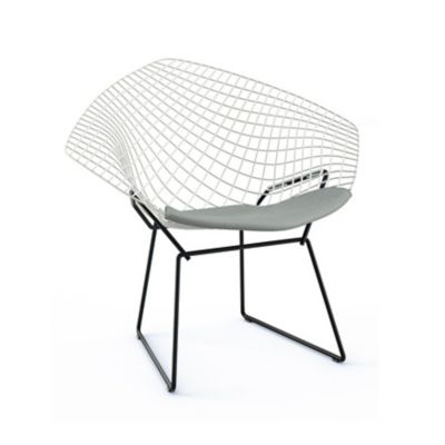 Knoll Bertoia Two-Tone Diamond Chair with Seat Cushion - Color: White - 421