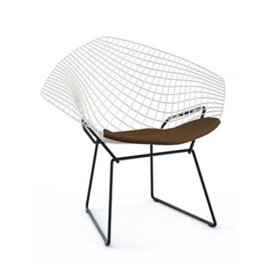 Knoll Bertoia Two-Tone Diamond Chair with Seat Cushion - Color: White - 421