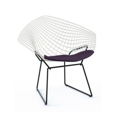 Knoll Bertoia Two-Tone Diamond Chair with Seat Cushion - Color: White - 421